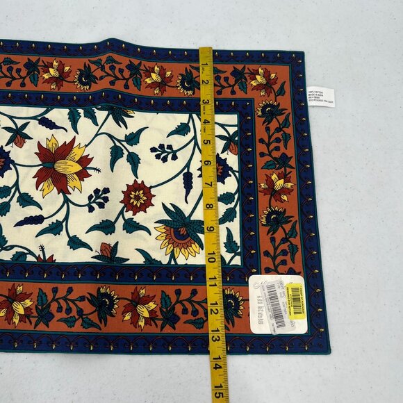 Noble Excellence Set of 6 Placemat Indian Floral Terracotta Navy 100% Cotton - Picture 3 of 9